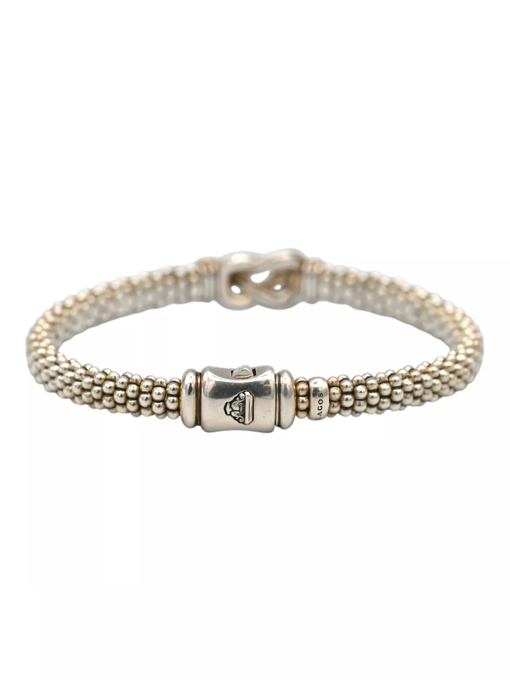 LAGOS Newport Diamond 18K Gold Knot Caviar Bracelet, 6mm, 7 inches - Picture 8 of 12